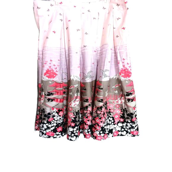 Dressever Dresses & Skirts - Dressever Japanese Floral Pleated Skirt XL Midi Pinks Side Zipper A-line